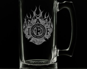 IAFF Officially Licensed 25 Ounce Led Sketched Image Beer Mug from a Local Artist