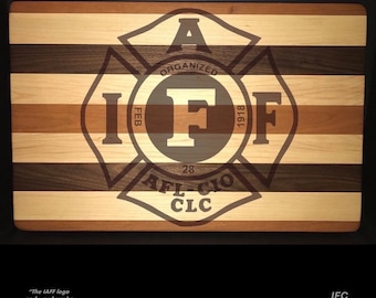 IAFF Cherry, Black Walnut, & Maple Cutting Board (13 X 18 X 1.5) Custom Made