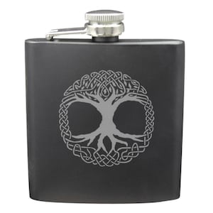Tree Of Life Shot & 6 Ounce Flask Set