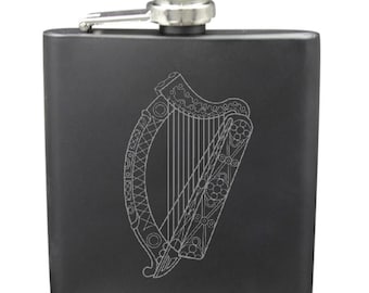 Celtic Harp 6 Ounce Flask