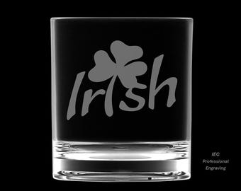 Irish Shamrock 10 Ounce Rocks Glass with Gift Box