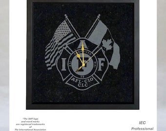 IAFF Officially Licensed Custom Framed "A-Grade Granite" Clock