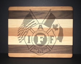 IAFF Officially Licensed 8”X10” Cuttingboards Made Out Of Cherry, Black Walnut, and Maple (7X9 & 12”X14” Also Available)