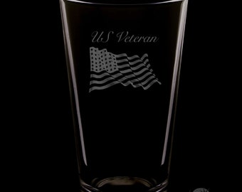 US Veteran 16 Ounce Pint Glass