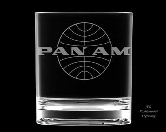 Pan Am Officially Licensed 10 Ounce Vintage Logo Rocks Glass with Gift Box