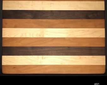 12” X 14” X 1..25” Custom Made Cutting Board Created Out Of Cherry and Maple