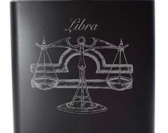 Libra Shot & 6 Ounce Flask Set Created By Local Artist KW