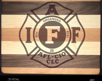 IAFF Cherry, Black Walnut, & Maple Cutting Board (8 X 10 X 1) Custom Made
