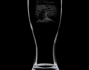 US Veteran 18 Ounce Pilsner Glass