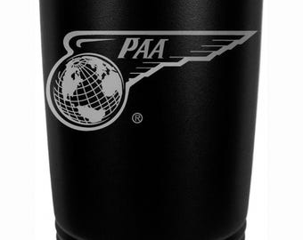 PanAm 1944 Wing Globe Logo: 20 Ounce Black Tumbler