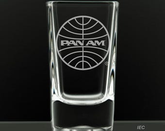 PanAm 1973 Logo, 2.75 Ounce Dessert Shot Glass (Also available in 2.0oz)
