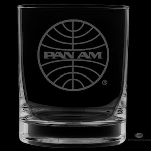 Pan Am 12 Ounce 1973 Logo Rocks Glass