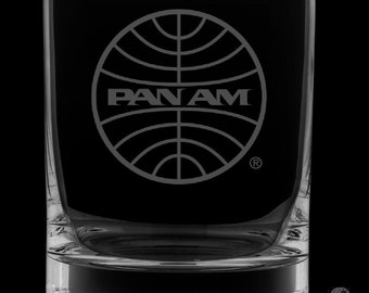 Pan Am 12 Ounce 1973 Logo Rocks Glass