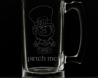 Pinch Me Leprechaun 25 Ounce Beer Mug (Also Available in 16oz & 12oz)