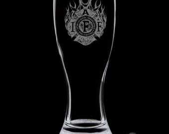 IAFF Officially Licensed 18 Ounce Led Sketched Image Pilsner Glass from a Local Artist