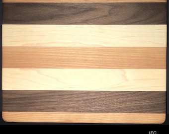 8” X 10” X 1” Custom Made Cutting Board Created Out Of Cherry, Black Walnut, and Maple