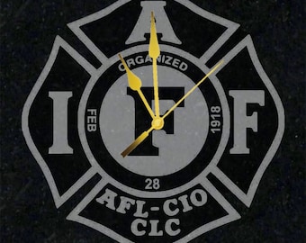 IAFF Officially Licensed Custom Framed "A-Grade Granite" Clock