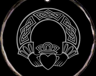 Irish Claddah Crystal Christmas Ornament (2.75X.25 thick)