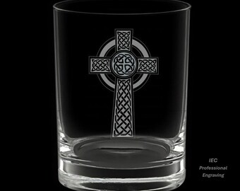 Celtic Cross 14 Ounce Double Rocks Glass