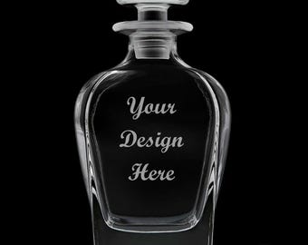 Wedding Gift 25 Ounce Whiskey Decanter With Optional 10 or 14  Ounce Rocks Glasses