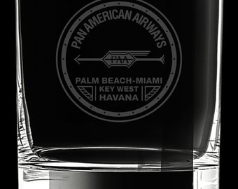 Pan Am Officially Licensed 12 Ounce 1927 Logo Rocks Glass