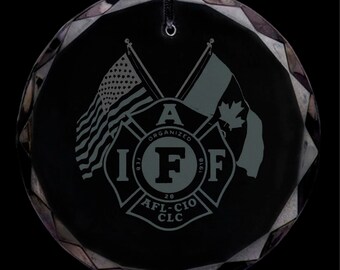 IAFF Officially Licensed Crystal Christmas Ornament (2.25X.25 thick)