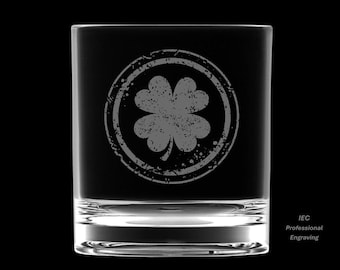 Irish Shamrock 10 Ounce Rocks Glass with Gift Box