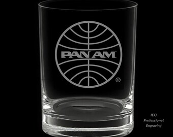 Pan Am Officially Licensed 14 Ounce 1973 Logo Double Rocks Glass with Gift Box
