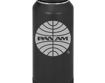 PanAm Officially Licensed 1957 Logo 32 Ounce Black Polar Camel Water Bottle (Also Available in Navy Blue)