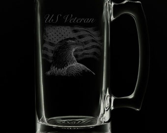 United States Veteran 25 Ounce Beer Mug (Also Available in 16oz & 12oz)