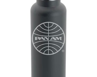 PanAm Officially Licensed 1973 Logo 20 Ounce Charcoal RTIC Hot and Cold Water Bottle (Also Available in Brick Red).