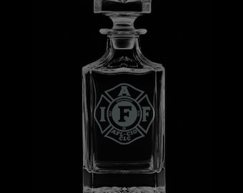 IAFF Officially Licensed 25 Ounce Whiskey Decanter With Optional Rocks Glasses