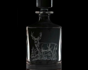 Deer 25 Ounce Whiskey Decanter With Optional Rocks Glasses