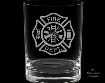 Firefighter 14 Ounce Double Rocks Glass