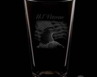 US Veteran 16 Ounce Pint Glass