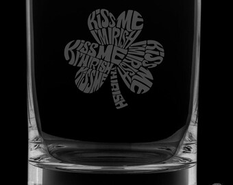 Kiss Me I’m Irish 12 Ounce Rocks Glass