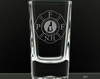 Personalized Firefighter Shot Glass: PFFNH Officially Licensed, Engraved Gift