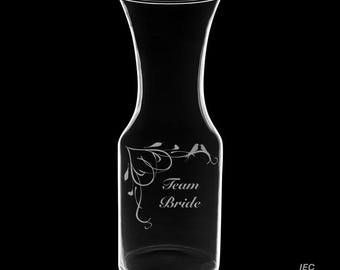 Team Bride Wine Carafe, 40 oz, with Optional Glasses & Personalization