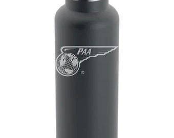 PanAm Officially Licensed 1944 Logo 20 Ounce Charcoal RTIC Hot and Cold Water Bottle (Also Available in Brick Red).