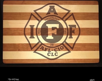 IAFF Cherry & Maple Cutting Board (13 X 18 X 1.5) Custom Made