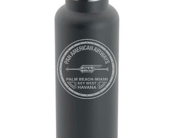 PanAm Officially Licensed 1927 Logo 20 Ounce Charcoal RTIC Hot and Cold Water Bottle (Also Available in Brick Red).