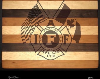 IAFF Cherry, Black Walnut, & Maple Cutting Board (12 X 14 X 1) Custom Made