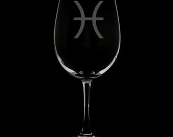 Pisces 12 Ounce Wine Glass (Available With Stem And Stemless)