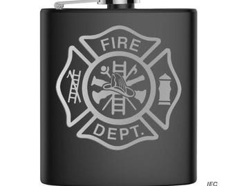 Fire Department 6 Ounce Flask & Shot Set