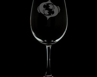 Pisces 12 Ounce Wine Glass (Available With Stem And Stemless)