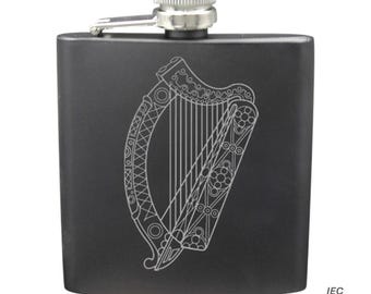 Celtic Harp 6 Ounce Flask