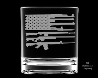 Rifle Flag 10 Ounce Rocks Glass