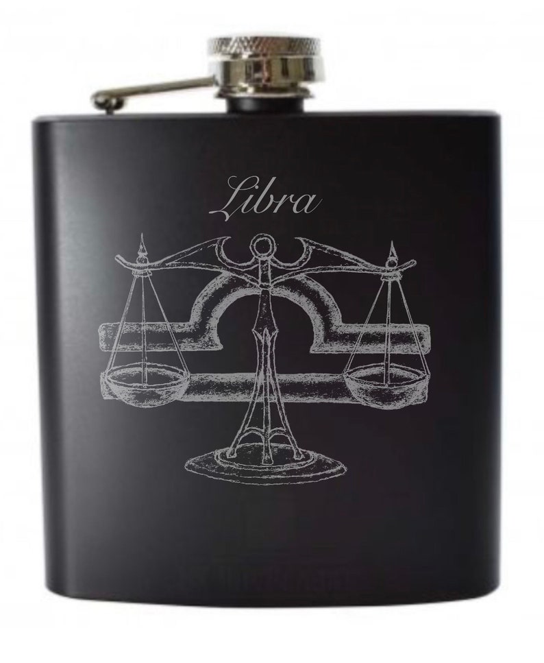 Libra 6 Ounce Flask Created By Local Artist KW image 1
