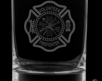 Volunteer Firefighter 12 Ounce Rocks Glass