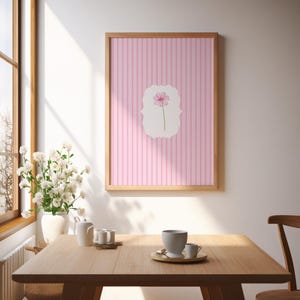 Pink Floral Nursery Wall Art | Cottagecore Flower Printable | Striped Baby Girl Room Decor | Vintage Botanical Art | Digital Download